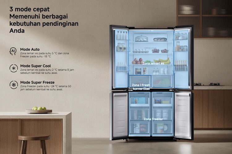 Xiaomi Luncurkan Mijia Refrigerator Cross Door, Kulkas Pintar 4 Pintu